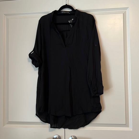 Ladies long black tunic with long sleeves convertible to 3/4 - Picture 1 of 4